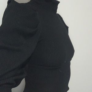 Free People Turtle Neck Puff Sleeve Top